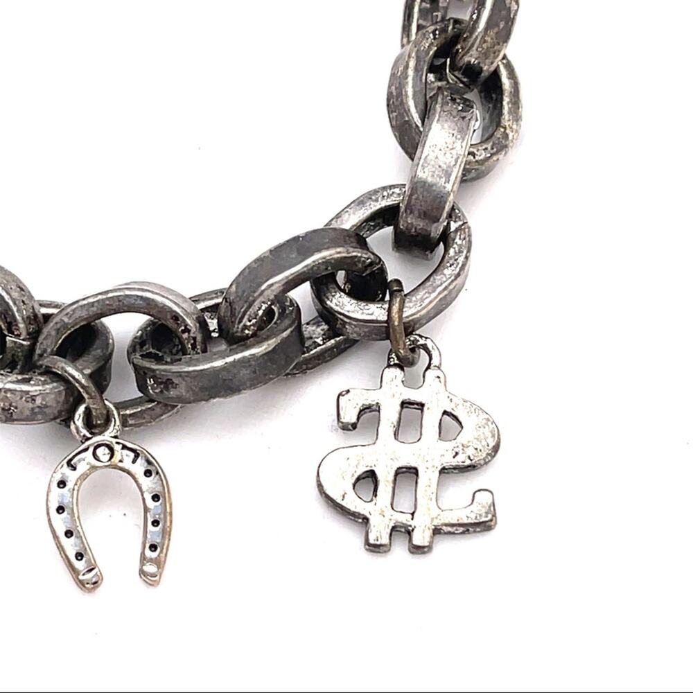 Heavy Metal Bracelet Charms Dice Horseshoe Money $ Lucky View 2